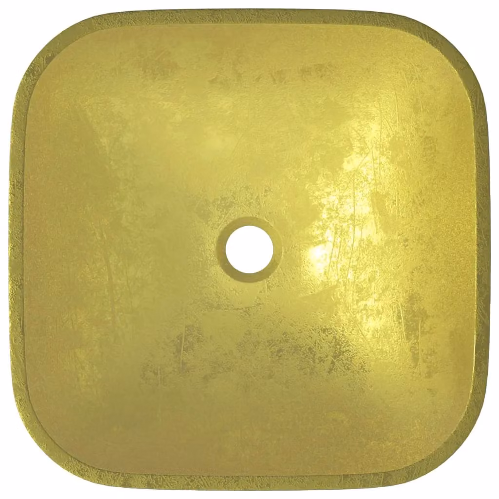 Berkfield Home Gold Square Glass Countertop Basin W/D/H: 42 x 42 x 14 cm – 3