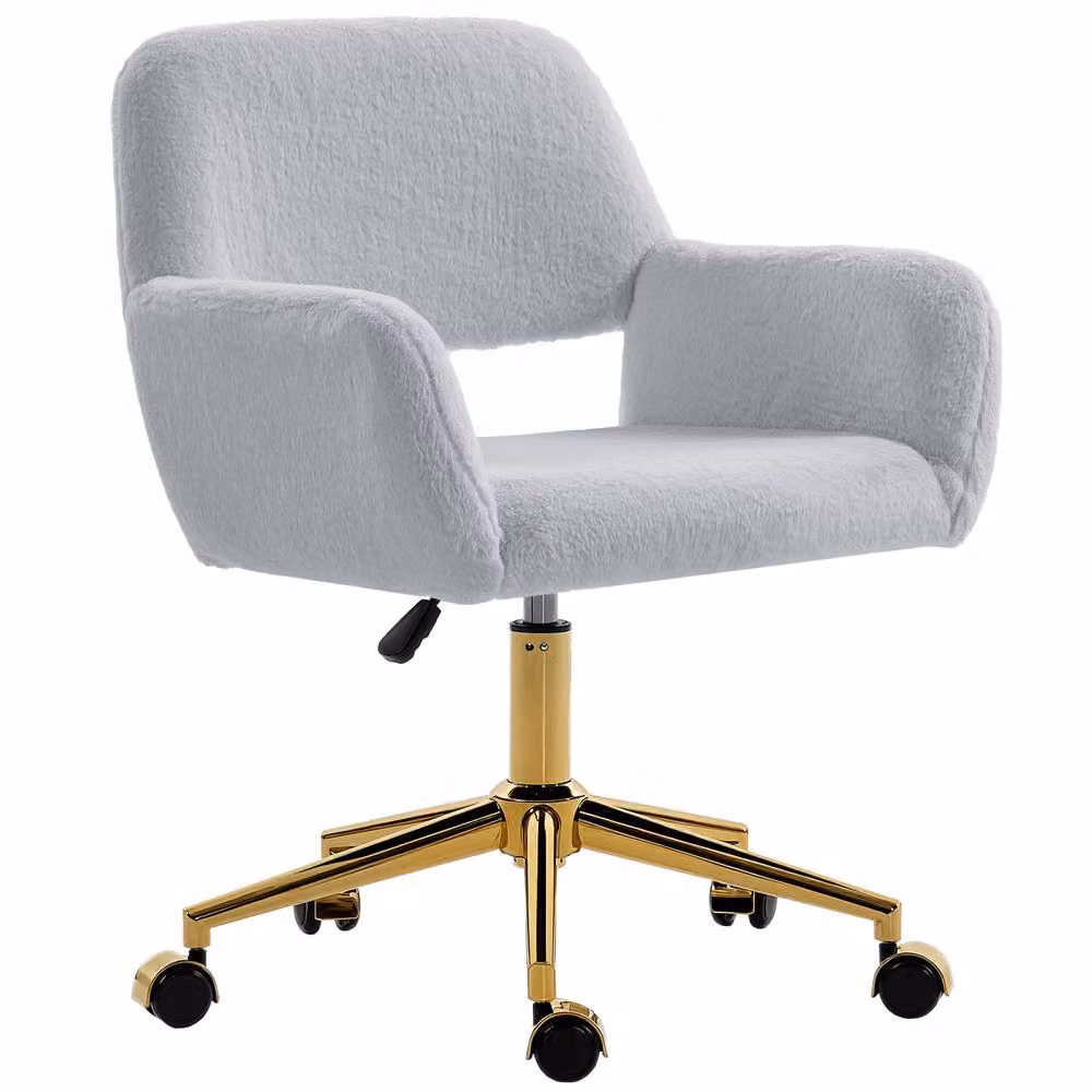HOMCOM Grey Swivel Task Chair with Armrests and Castors – 2