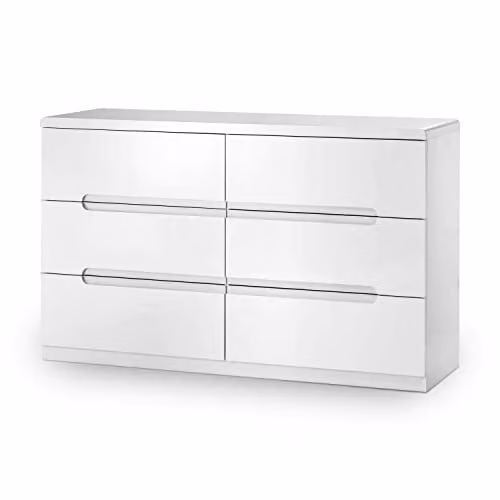 Julian Bowen Manhattan 6 Drawer Wide Chest in White High Gloss – 1