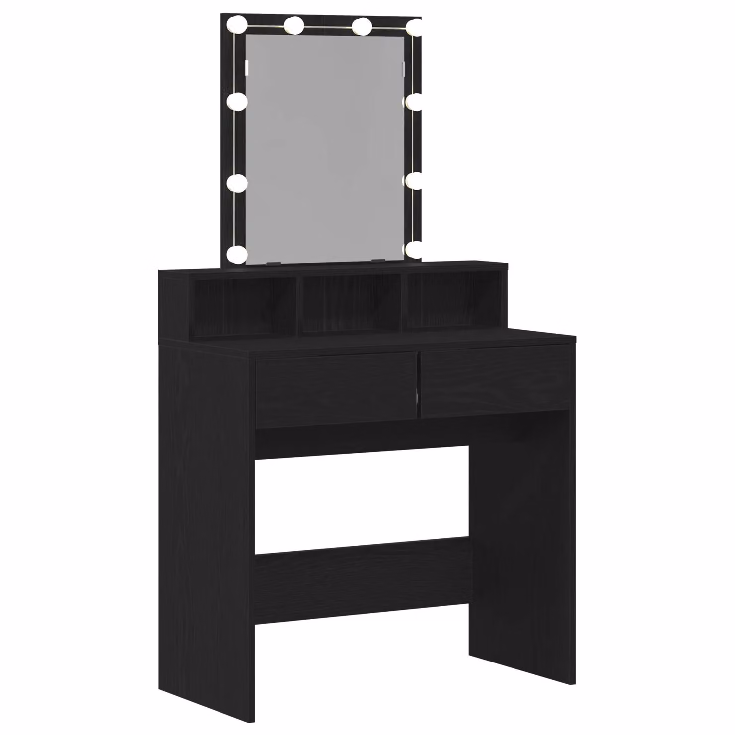 Berkfield Home Hollywood LED Dressing Table with Mirror in Black Oak – 2