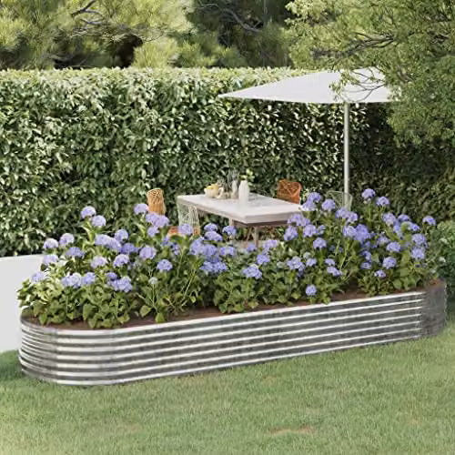 vidaXL Silver Steel Garden Planter Tub W: 322 cm, D: 100 cm, H: 36 cm – 2