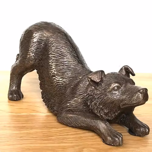 Animal Crackers Border Collie Dog Figurine in Bronze
