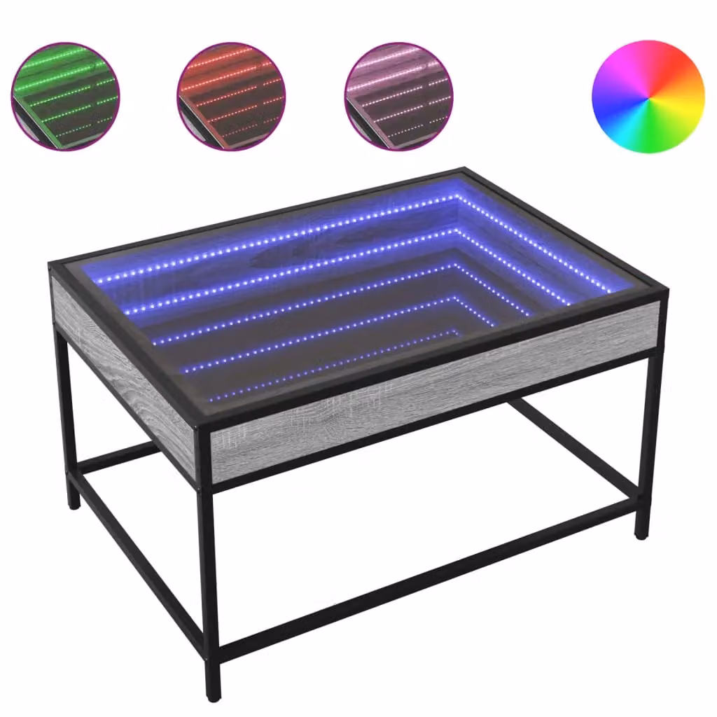 Berkfield Home Infinity LED Coffee Table in Grey Sonoma, W: 70 cm, D: 50 cm, H: 41 cm – 2