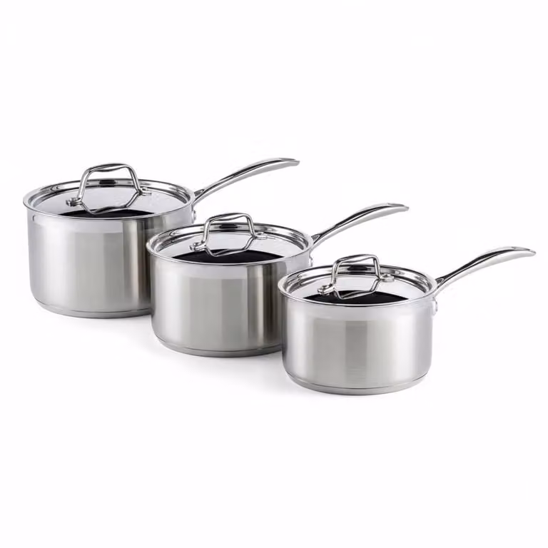 Dexam Supreme 3 Piece Stainless Steel Saucepan Set with Lids in Silver