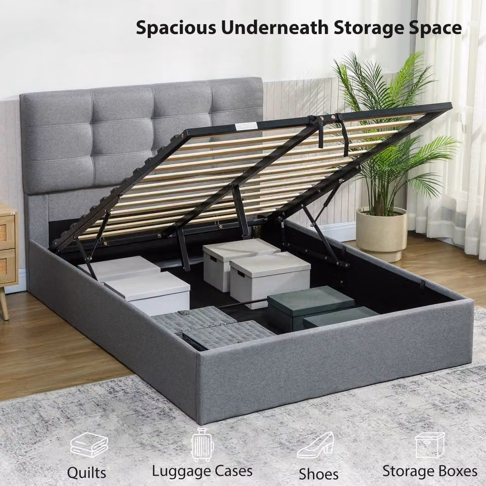 Wyld Haus Sutto Double Ottoman Bed with Gas Lift Storage, Grey, W/D/H: 140 x 200 x 106 cm – 5