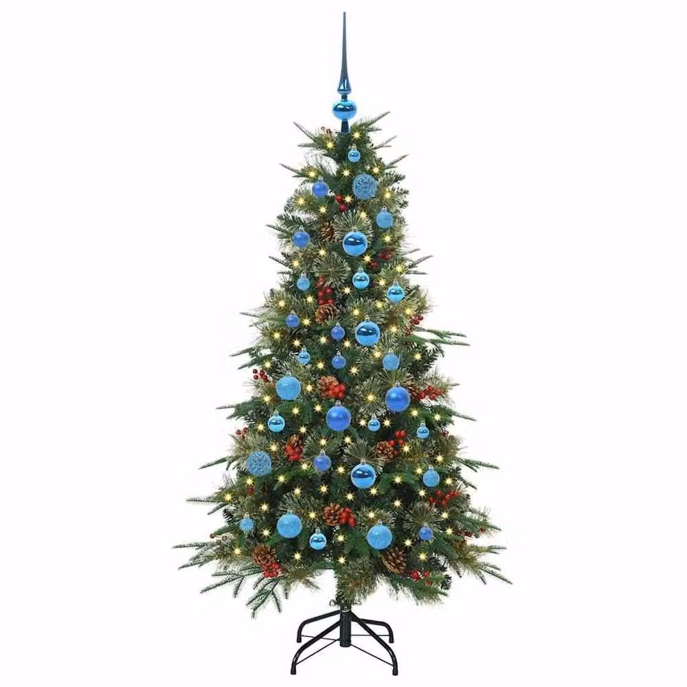 Berkfield Home Artificial Hinged Christmas Tree in Green, Height: 150 cm – 3