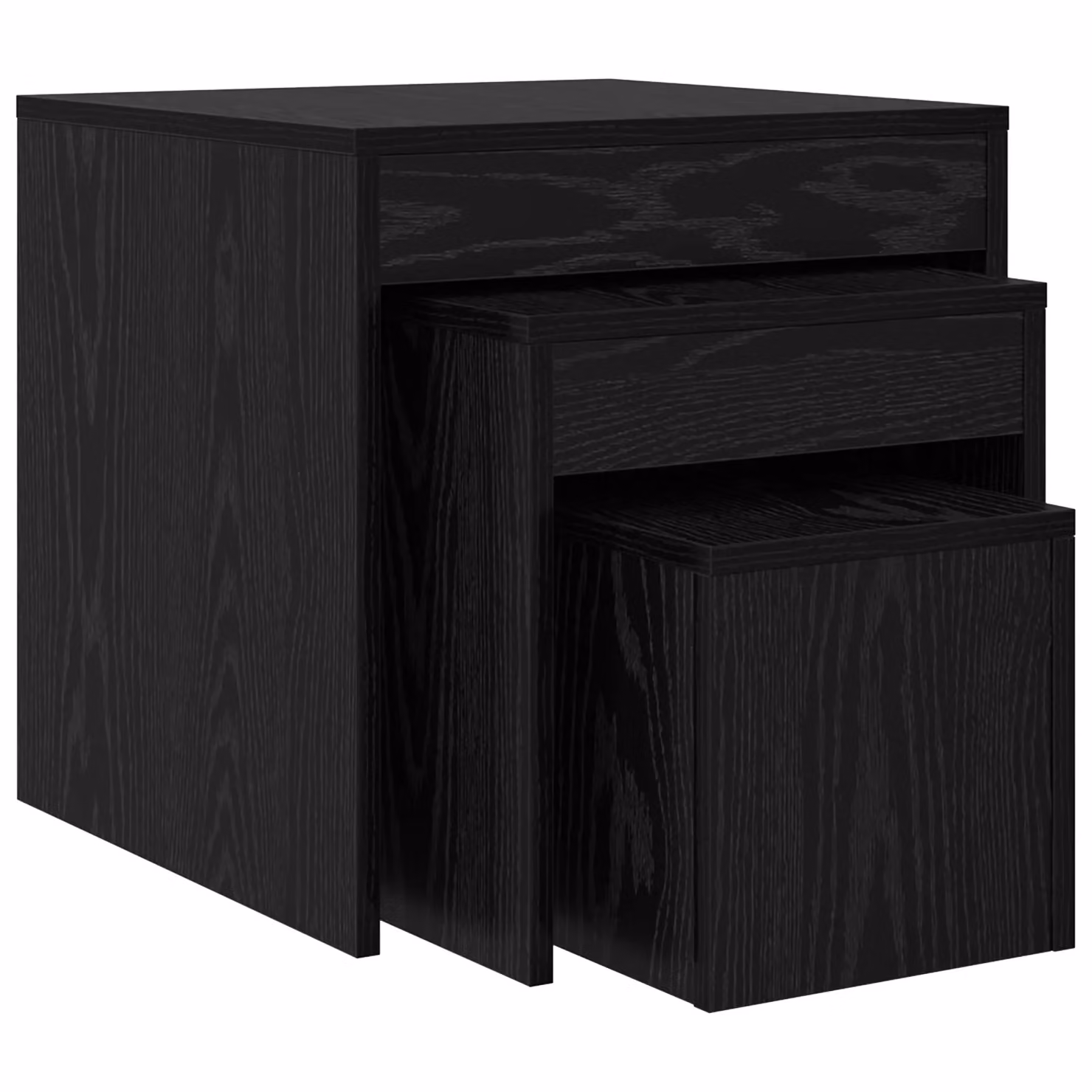 Berkfield Home Set of 3 Modern Square Coffee Tables in Black Oak, W/D/H: 45 x 45 x 45 cm – 2