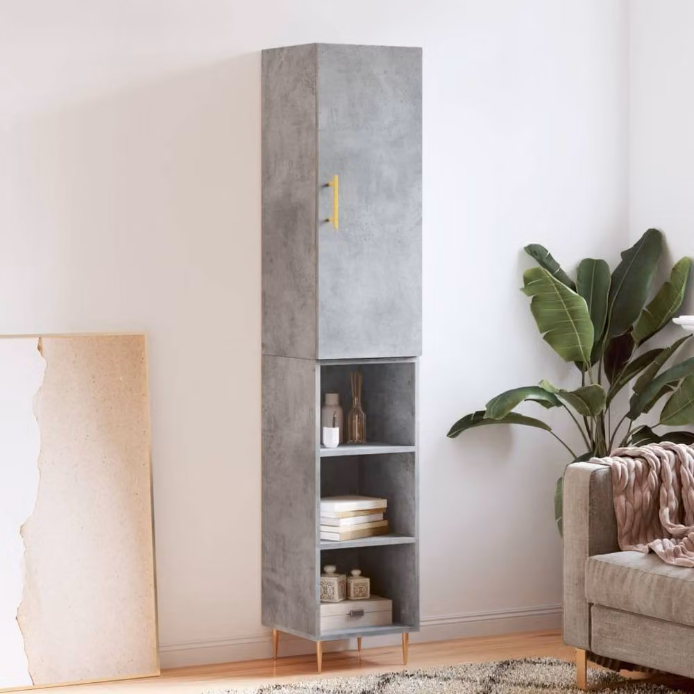 Berkfield Home Modern Highboard in Concrete Grey with Hinged Doors and Internal Shelves, W/D/H: 34.5 x 34.0 x 180.0 cm – 2