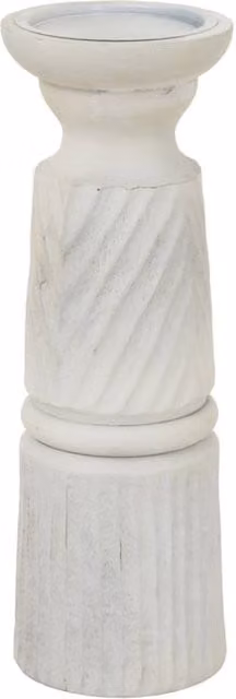 Hill Interiors Large Carved White Wooden Taper Candle Holder