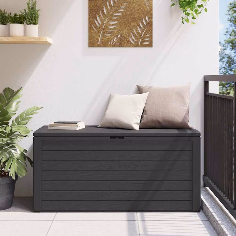Berkfield Home Garden Storage Box in Anthracite and Black, W/D/H: 116 x 44 x 55 cm – 2