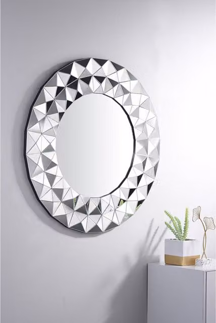 FurnitureboxUK Luna Medium Round Silver Wall Mirror