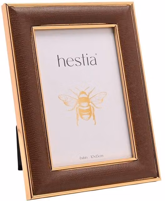 Hestia Rectangular Single Tabletop Photo Frame in Gold and Brown, 10 x 15 cm