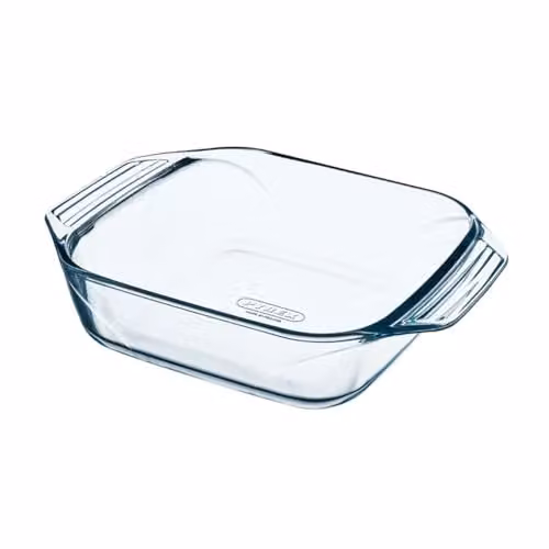 Pyrex Transparent Glass Square Roasting Dish with Handles, W/D/H: 25 x 25 x 6.8 cm – 1