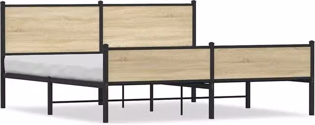 Berkfield Home Metal Bed Frame in Sonoma Oak Brown, Super King, W/D/H: 180 x 200 cm – 1