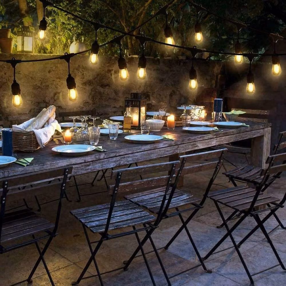 SPETLEK Black Outdoor Festoon String Lights with 10 Warm White Bulbs – 2