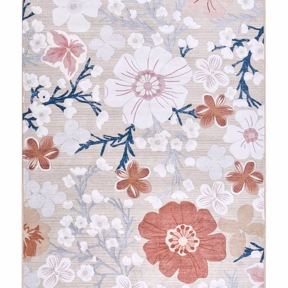 Wyld and Coco Multicolour Floral Area Rug, Low Pile Polyester, W: 140 cm, D: 200 cm – 2