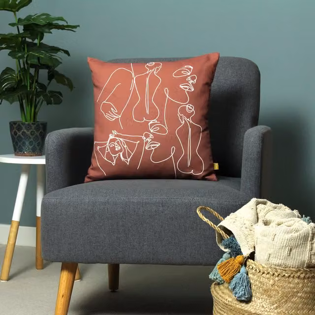 Make It A Home Body Art Recycled Square Cushion in Red