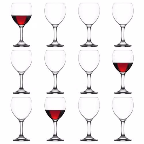 LAV Misket Red Wine Glasses, 260ml, Pack of 12, Transparent
