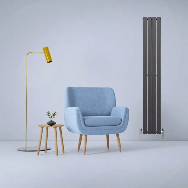 Monstershop Designer Steel Flat Panel Radiator in Anthracite Grey, H 180 cm x W 28 cm x D 1.5 cm