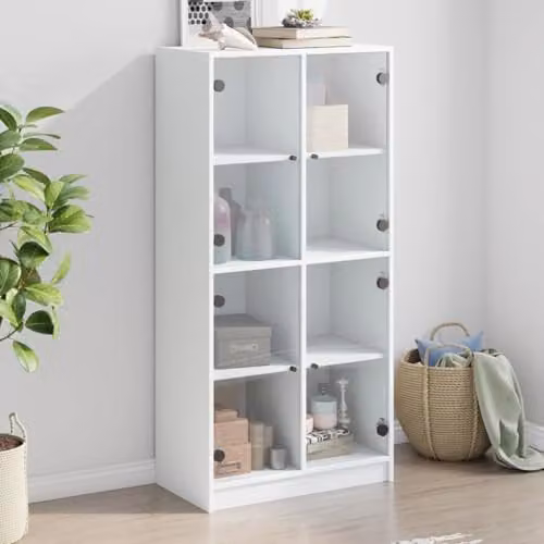 vidaXL Modern White Engineered Wood Highboard with Hinged Doors and Internal Shelves, H x W x D: 142 x 68 x 37 cm – 2