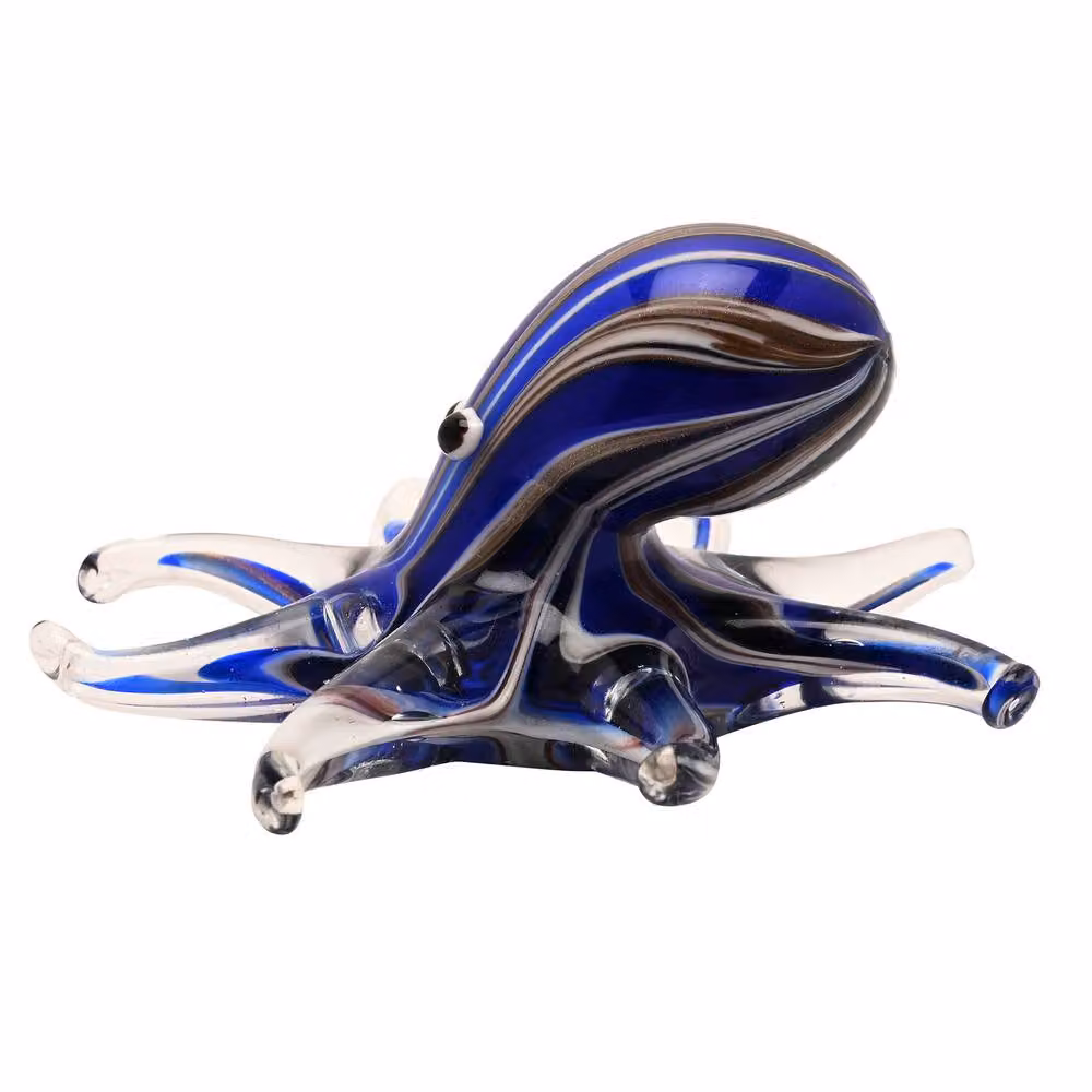 Objets d'Art Deep Blue Striped Glass Octopus Figurine – 2