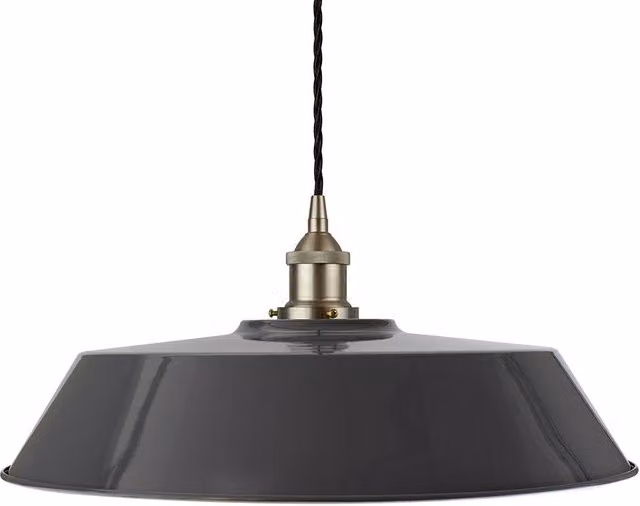 SE Home Chancery Large Suspended Pendant Light in Slate Grey and Brushed Chrome