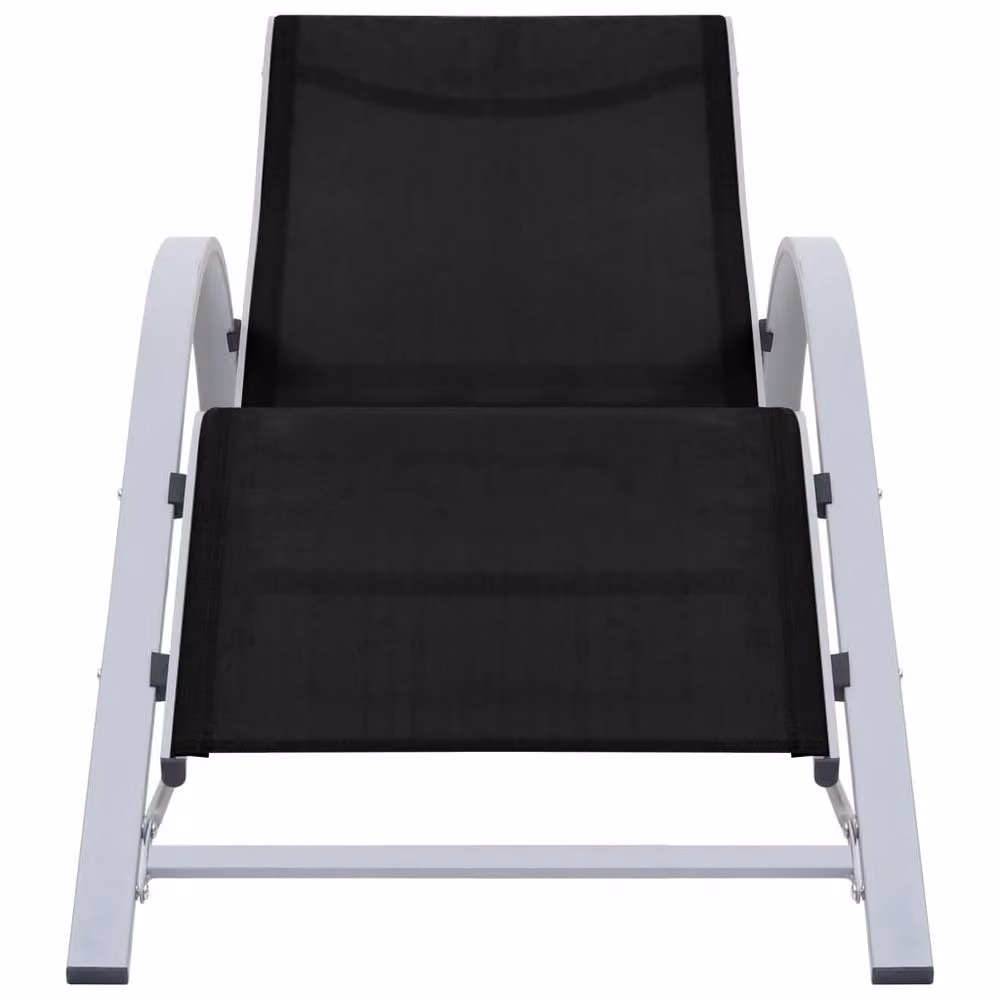 Berkfield Home Sunlounger in Black Powder Coated Aluminium and Textilene – 2