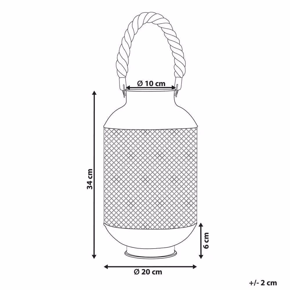 Wyld and Coco Black Metal Lantern with Rope Handle and Openwork Filigree for a Single Candle, H: 34.0 cm, W: 20.0 cm – 3