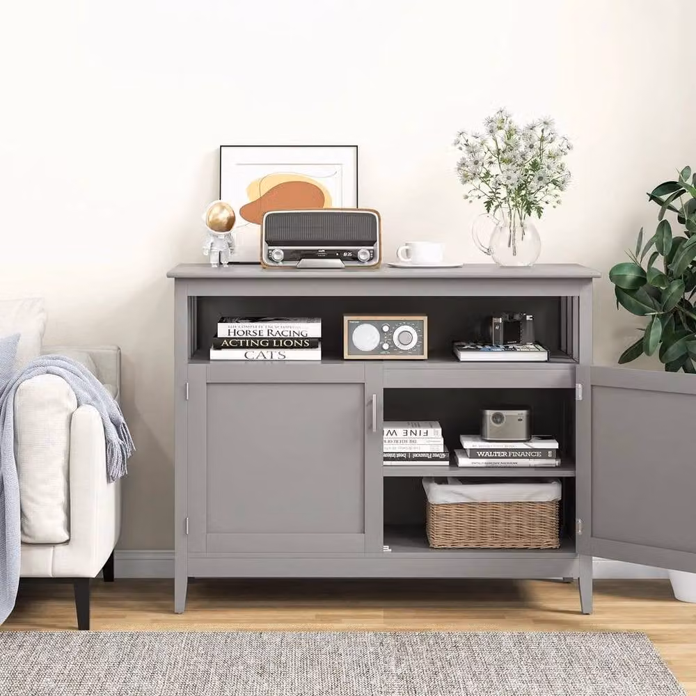 KORVIXA Modern Kitchen Buffet Sideboard and Storage Cabinet in Grey, Width: 100 cm – 2
