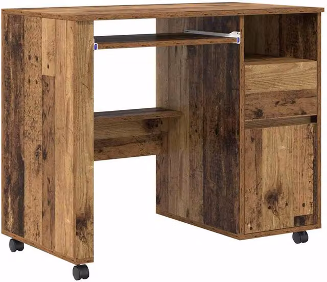 Berkfield Home Brown Rustic Computer Desk with Metal Frame and Particle Board Surface