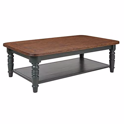 Statement Furniture Queensbury Coffee Table in Green with Oak Top, W/D/H: 126 x 76 x 42 cm