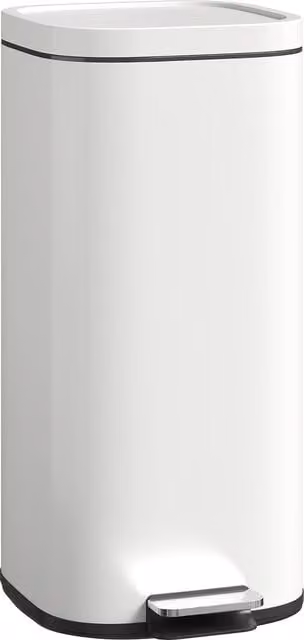 HOMCOM 30L Pedal Kitchen Bin with Soft-Close Lid and Removable Inner Bucket, Beige/White