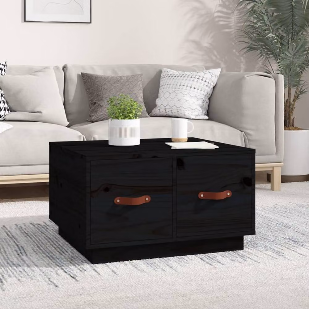 Berkfield Home Black Rustic Solid Pine Coffee Table W/D/H: 60 x 53 x 35 cm – 2
