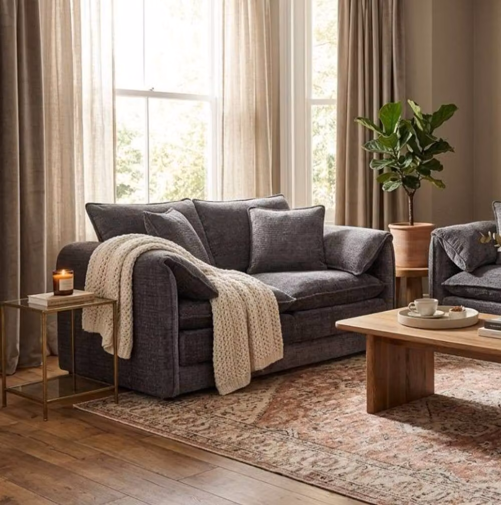Stratus Interiors Solaya Luxury 6 Person Upholstered Velvet Sofa in Grey – 1