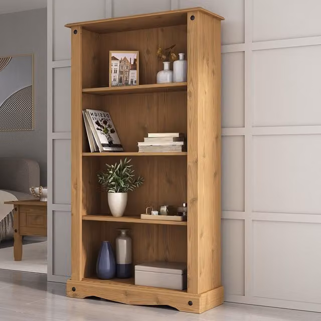 Mews Corona Medium Bookcase in Brown Waxed Rustic Pine