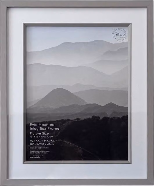 The Port. Co Gallery Evie Single Rectangular Mounted Inlay Photo Frame, Grey, W/H: 40.64 x 30.48 cm