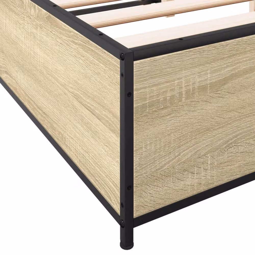 Berkfield Home Sonoma Oak Small Double Bed Frame in Brown W/D/H: 120 x 190 cm – 3
