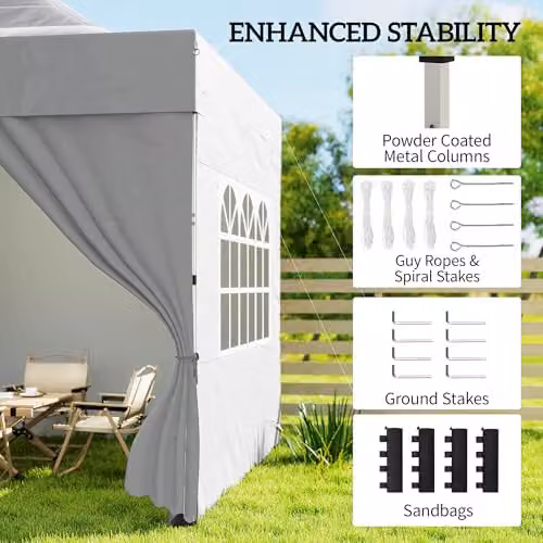 Outsunny Pop Up Gazebo with Sidewalls and Windows, UPF 50+, Silver Grey, W/D/H: 300 x 300 x 240 cm – 5
