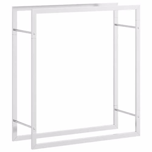 vidaXL Silver Stainless Steel Freestanding Firewood Rack, W/D/H: 80 x 28 x 86 cm – 1