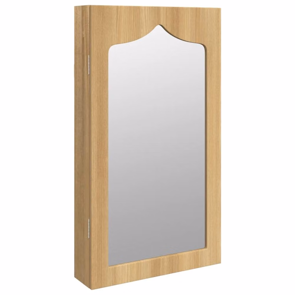Berkfield Home Wall Mounted Mirror Jewellery Cabinet in Brown, W: 37.5 cm, D: 10 cm, H: 67 cm – 2
