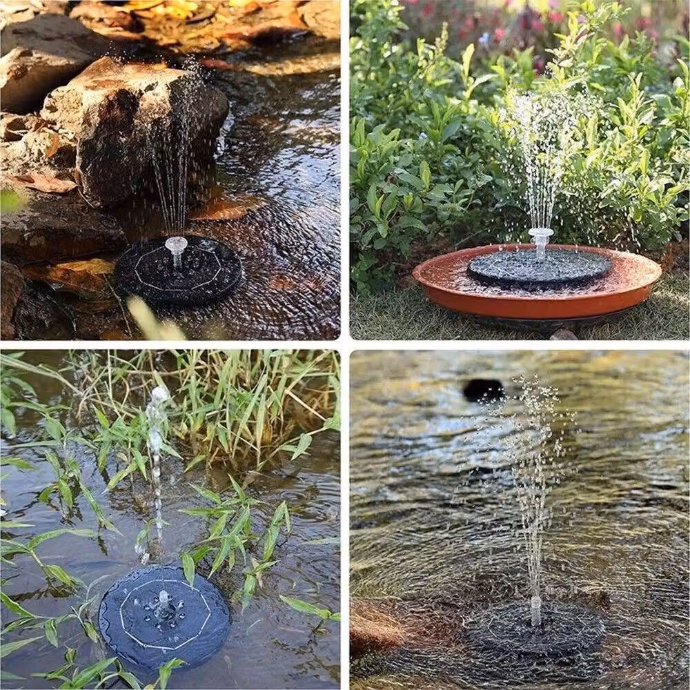 KORVIXA Solar Powered Round Tabletop Bird Bath Fountain in Black – 4
