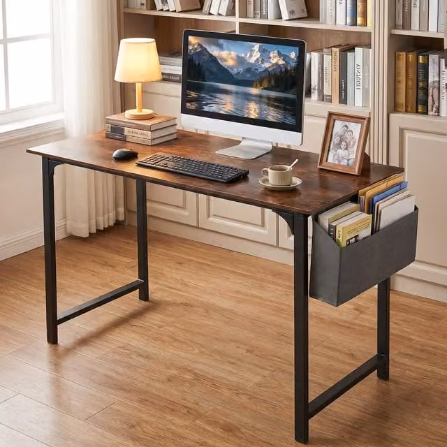 COSTWAY Industrial Computer Desk in Brown
