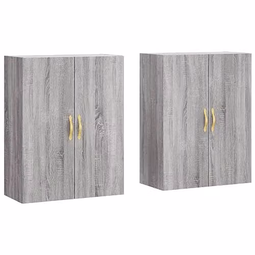 vidaXL Set of 2 Modern Wall Mounted Cabinets in Grey Sonoma, W/D/H: 69.5 x 34 x 90 cm