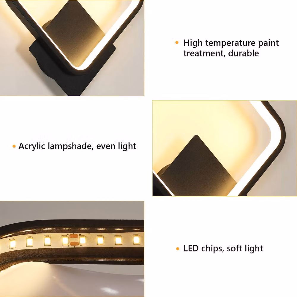 Pheashine Elegant Square LED Wall Light in Black, 17W, 3000K Warm White – 3