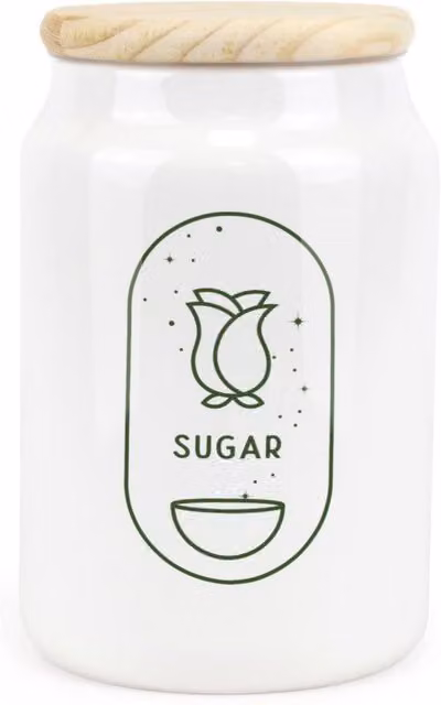 Purely Home Boho Minimalism Ceramic Sugar Storage Canister, White