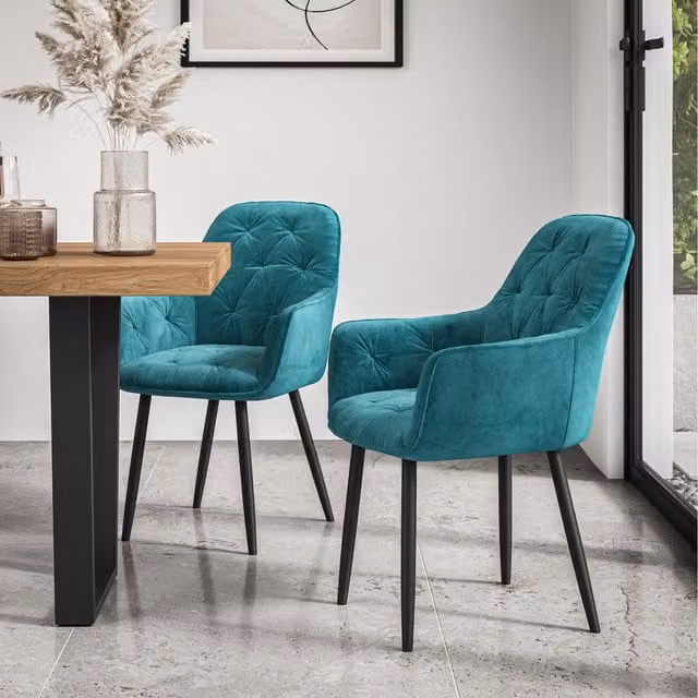 More4Homes Set of 2 Anika Modern Blue Velvet Dining Chairs