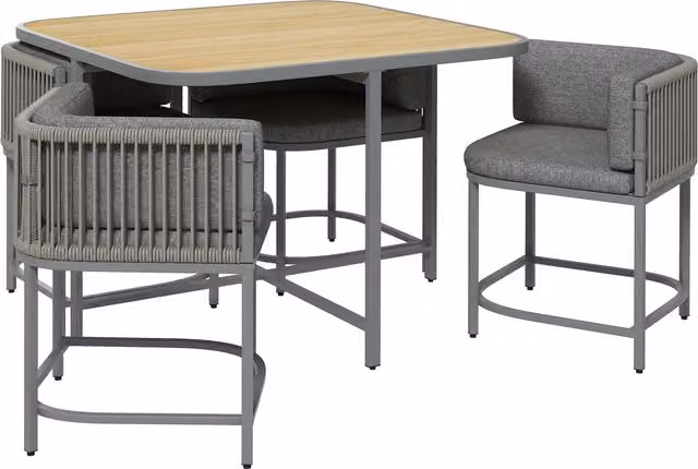 Outsunny 5 Piece Rattan Cube Garden Dining Set with Cushions in Grey – 1