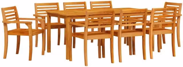 Berkfield Home 9-Piece Rustic Brown Acacia Wood Garden Dining Set – 1