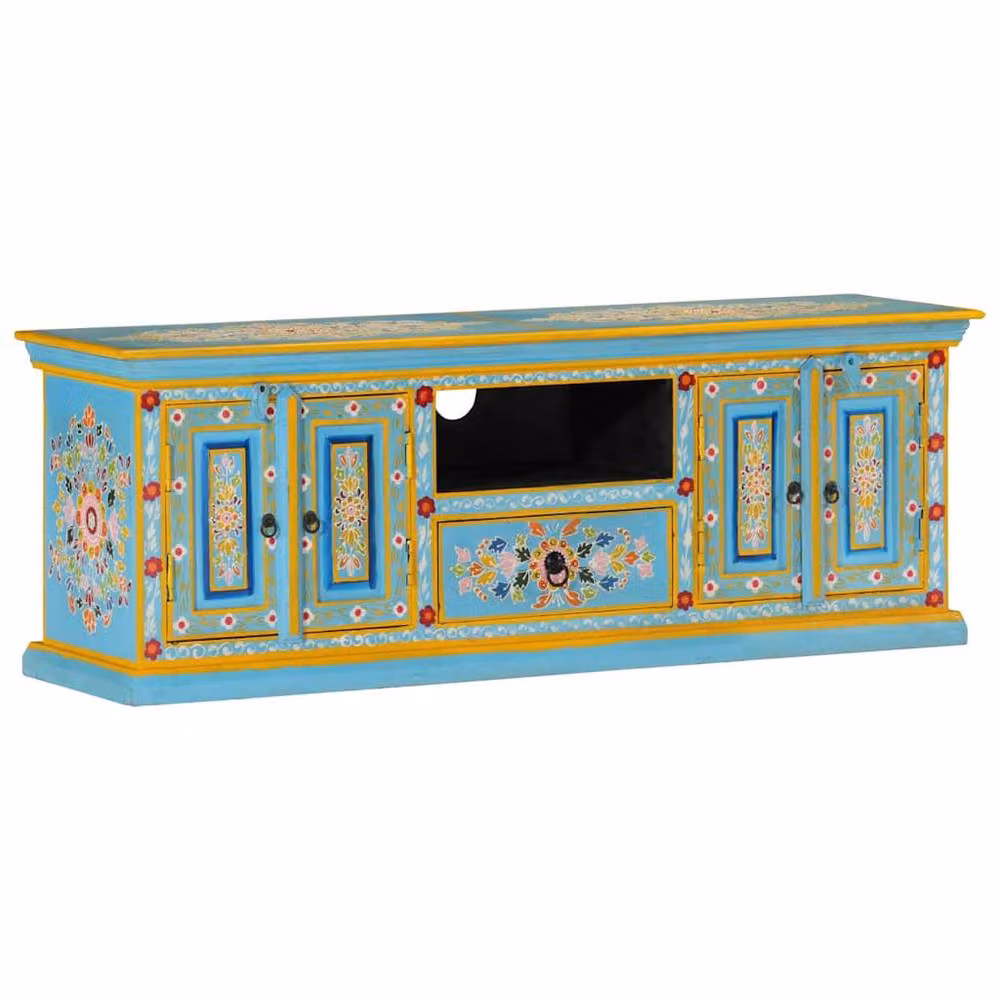 Berkfield Home Blue Mango Wood TV Cabinet W/D/H: 110 x 30 x 40 cm – 1