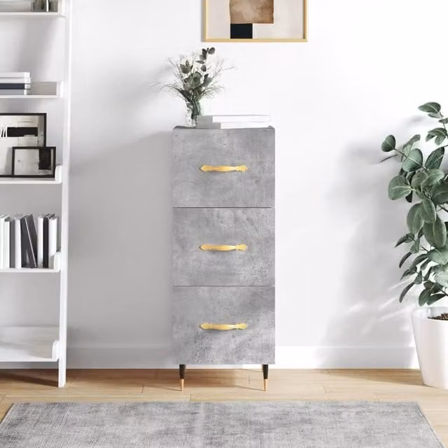 Berkfield Home Modern Sideboard in Concrete Grey, W/D/H: 34.5 x 34.0 x 90.0 cm